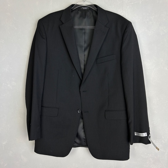 Jones New York Collection size 44L blazer 100% worsted wool black striped NEW - Picture 9 of 14